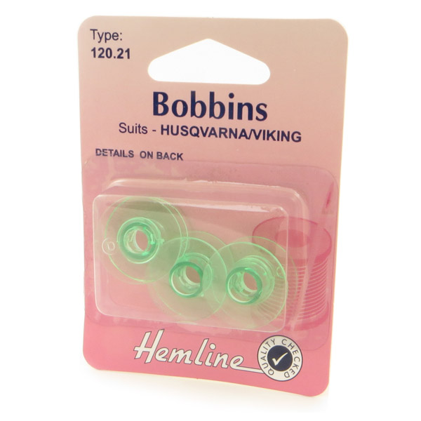 Plastic sewing machine bobbins Husqvarna/Viking blue green