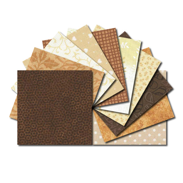 Cream and brown square fabric charm packs Cream and brown fabric squares