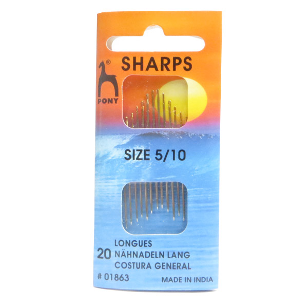 Pony sharps applique needles, pack of 20, size 5 to 10
