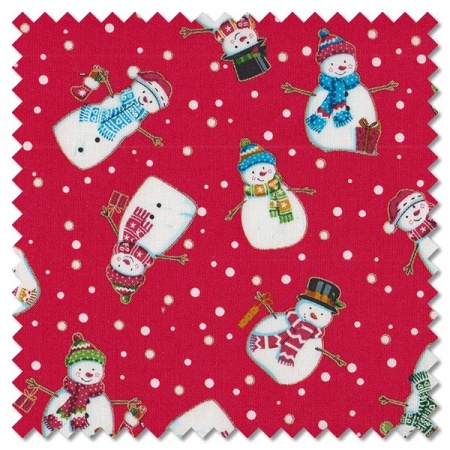 Merry Christmas - Snowmen red (per 1/4 metre)