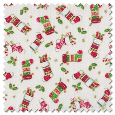 Merry Christmas - stockings cream (per 1/4 metre)