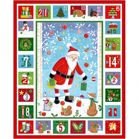 Makower Merry Christmas Santa Advent calendar quilt panel