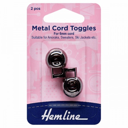 6mm metal cord toggles - black nickel