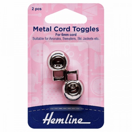 6mm metal cord toggles - silver
