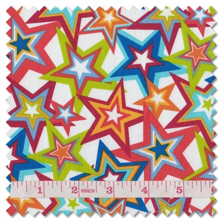 Monster Mash - stars white (per 1/4 metre)