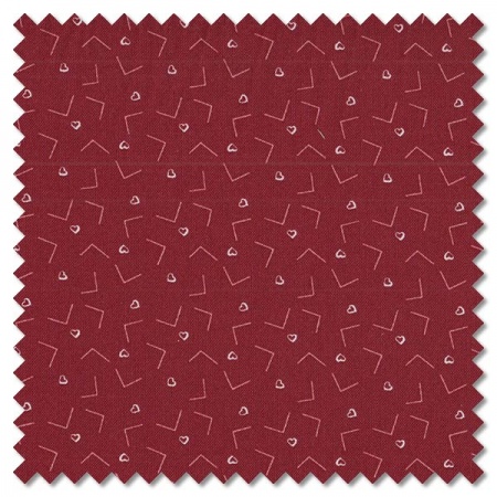 New Vintage - love letters cranberry red (per 1/4 metre)
