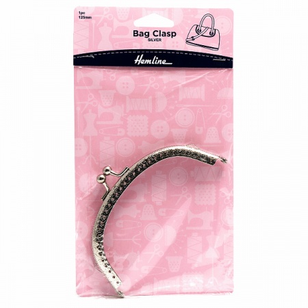 125mm metal curved bag frame & clasp - silver