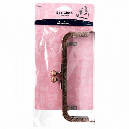 180mm metal bag frame & clasp - rose gold