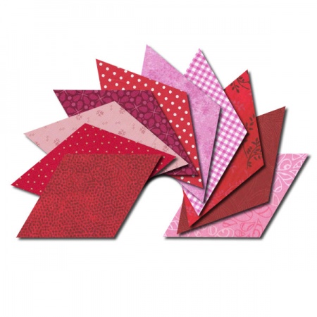 Diamond fabric charm packs - red and pink prints