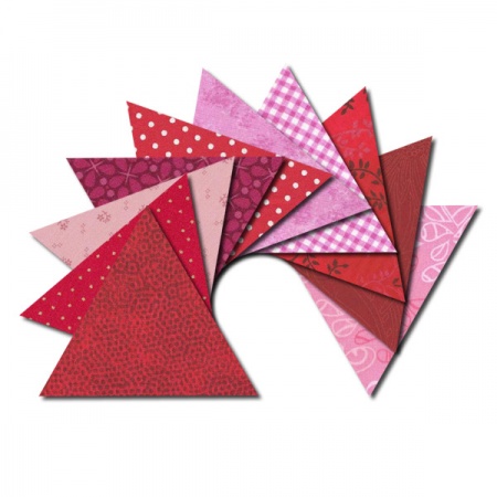 Triangle fabric charm packs - red & pink prints