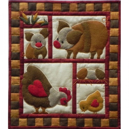 Ham & Eggs wallhanging quilt kit (13inch x 15inch)
