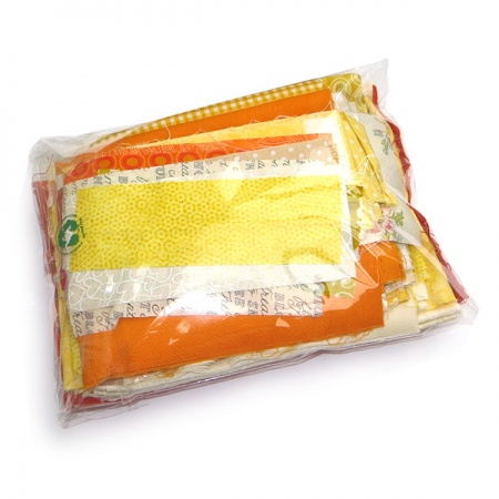Patchwork fabric scrap bag - yellow, orange, brown & cream
