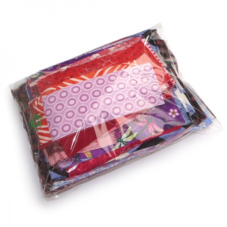 Patchwork fabric scrap bag - red, pink & purple
