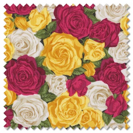 Summer Garden - rose bouquet yellow (per 1/4 metre)