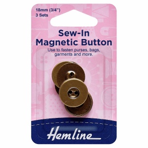 18mm sew in magnetic button - antique brass