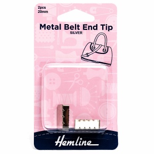 20mm metal belt end tips - silver