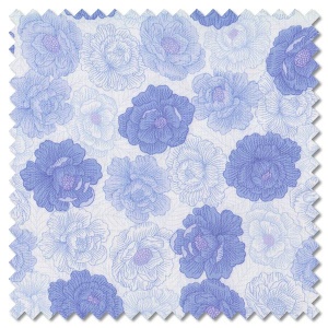 Love Blooms - floral blue peony blooms (per 1/4 metre)