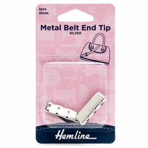 30mm metal belt end tips - silver