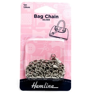 Hemline 120cm bag chain - silver