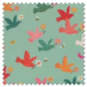 Bee Happy - birds aqua (per 1/4 metre)