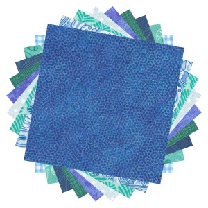 Blue & aqua prints 20 charm pack