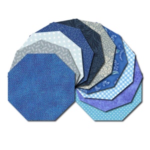 Octagon fabric charm packs - blue & aqua prints