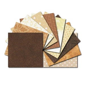 Square fabric charm packs - cream and brown prints