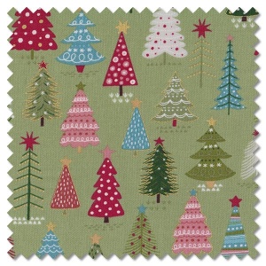 Cosy Home Christmas - trees green (per 1/4 metre)