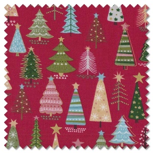 Cosy Home Christmas - trees red (per 1/4 metre)