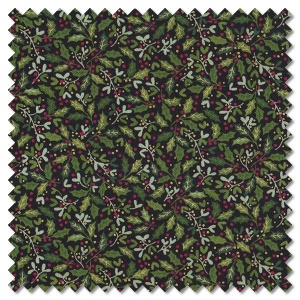 Cosy Home Christmas - holly black (per 1/4 metre)
