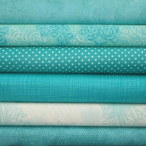 Aqua colour coordinates 6 fat quarter pack