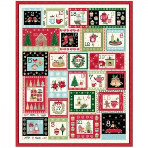 Makower Cosy Home Christmas advent calendar quilt panel