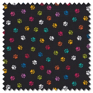 Furry Friends - pawprints black (per 1/4 metre)