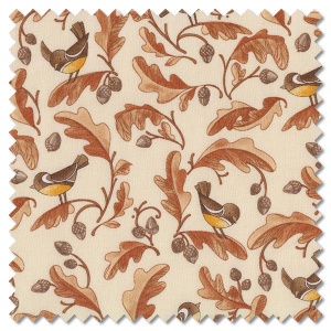 Forest Frolic - chickadees and acorns cream (per 1/4 metre)