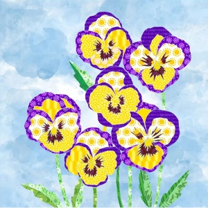 Lewis & Irene Flower Collection Pansies natural panel