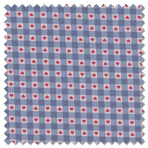 Grandma's Quilts - heart gingham blue (per 1/4 metre)