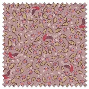 Isabella - arts & crafts birds on dark taupe (per 1/4 metre)