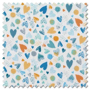 In The Jungle - hearts blue (per 1/4 metre)