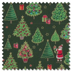 Merry Christmas - Christmas trees green (per 1/4 metre)