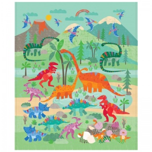 Michael Miller Rainbow Dino quilt panel