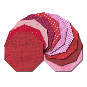 Octagon fabric charm packs - red and pink prints