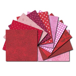 Square fabric charm packs - red and pink prints