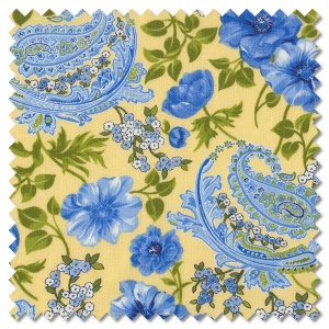 Summer Breeze 2021 - flowers and paisley yellow (per 1/4 metre)