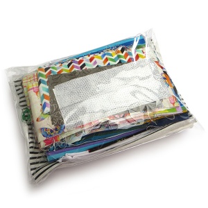 Patchwork fabric scrap bag - black, white, grey & multicoloured