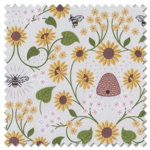 Sunflowers - bee hive on cream (per 1/4 metre)