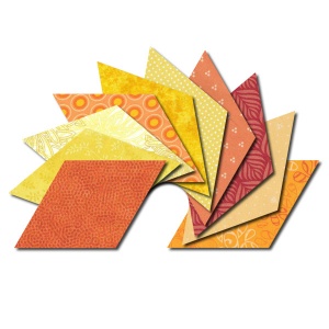 Diamond fabric charm packs - yellow and orange prints