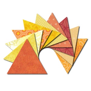 Triangle fabric charm packs - yellow and orange prints